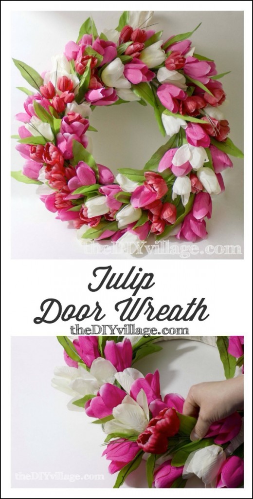 Tulip двери венок Учебник по: theDIYvillage.com
