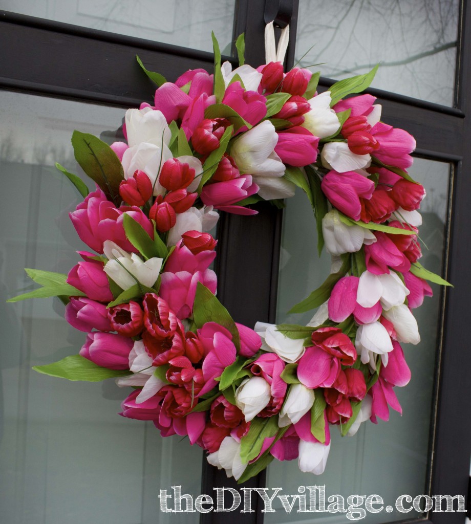 Tulip Door Wreath Tutorial by: theDIYvillage.com