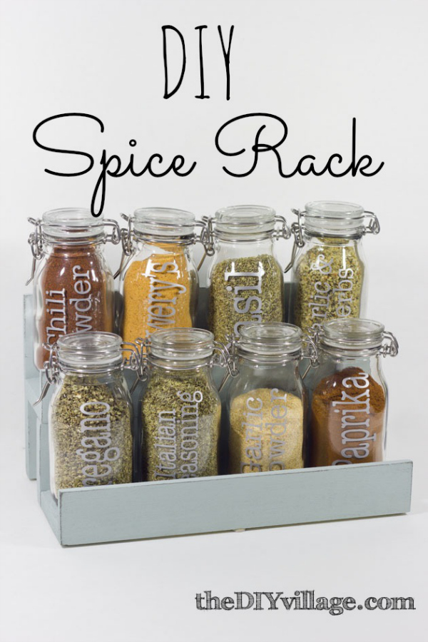 DIY Spice Jar Rack by theDIYvillage.com