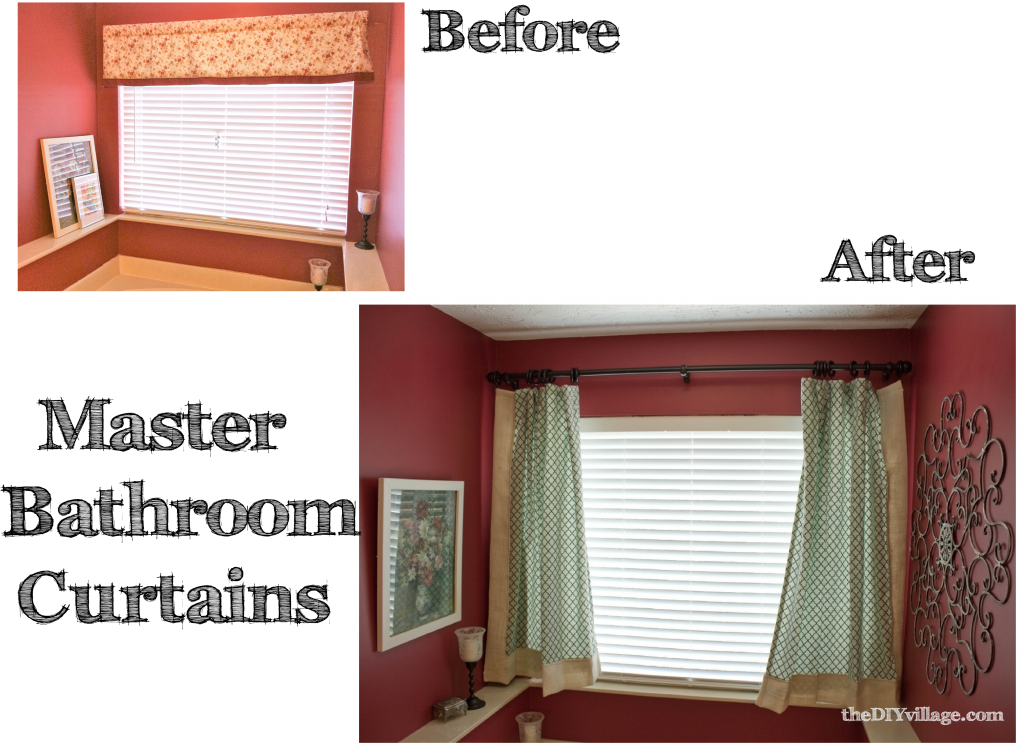 Before & After Burlap Trim Curtian