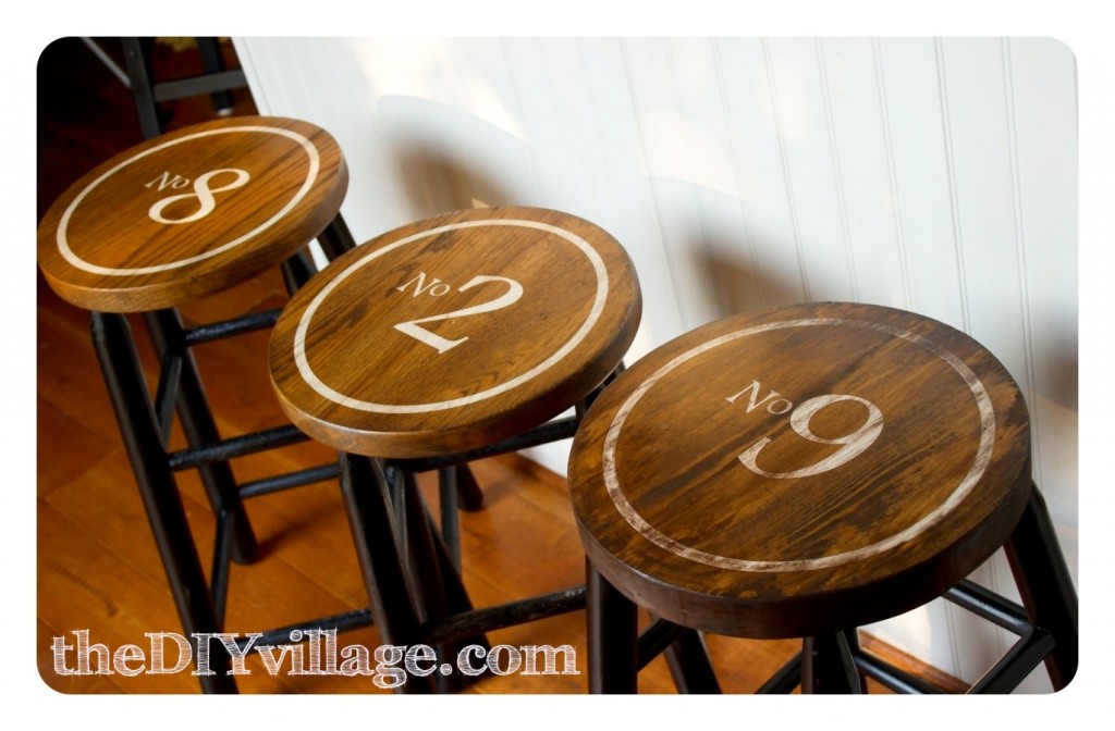 Vintage Industrial Numbered Bar Stools by: theDIYvillage.com