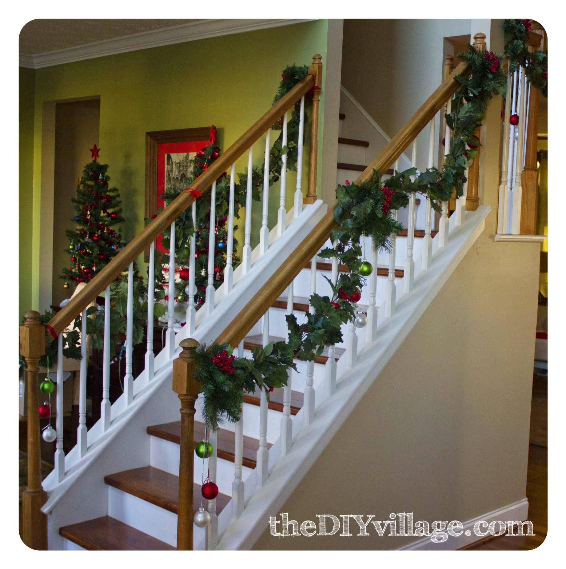 Christmas Banister Garland The Diy Village