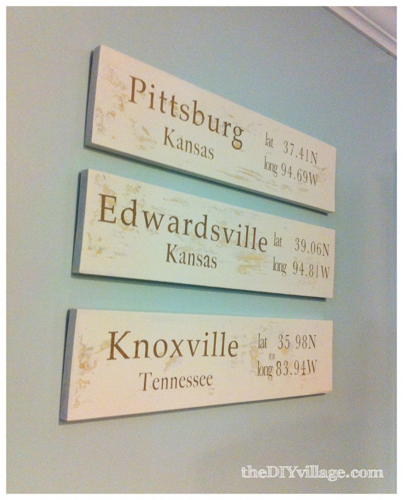 Longitude and Latitude Signs by: theDIYvillage.com