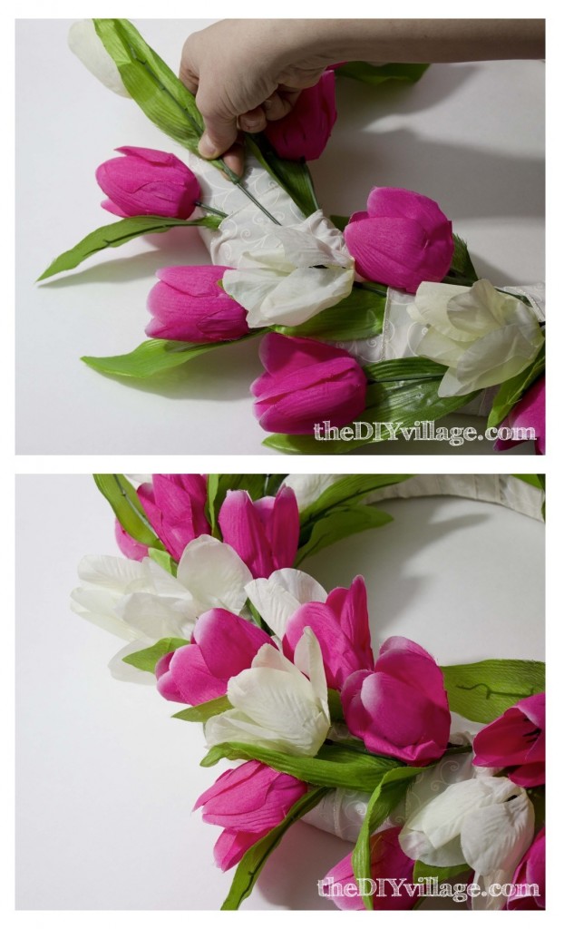 Tulip Door Wreath Tutorial by: theDIYvillage.com