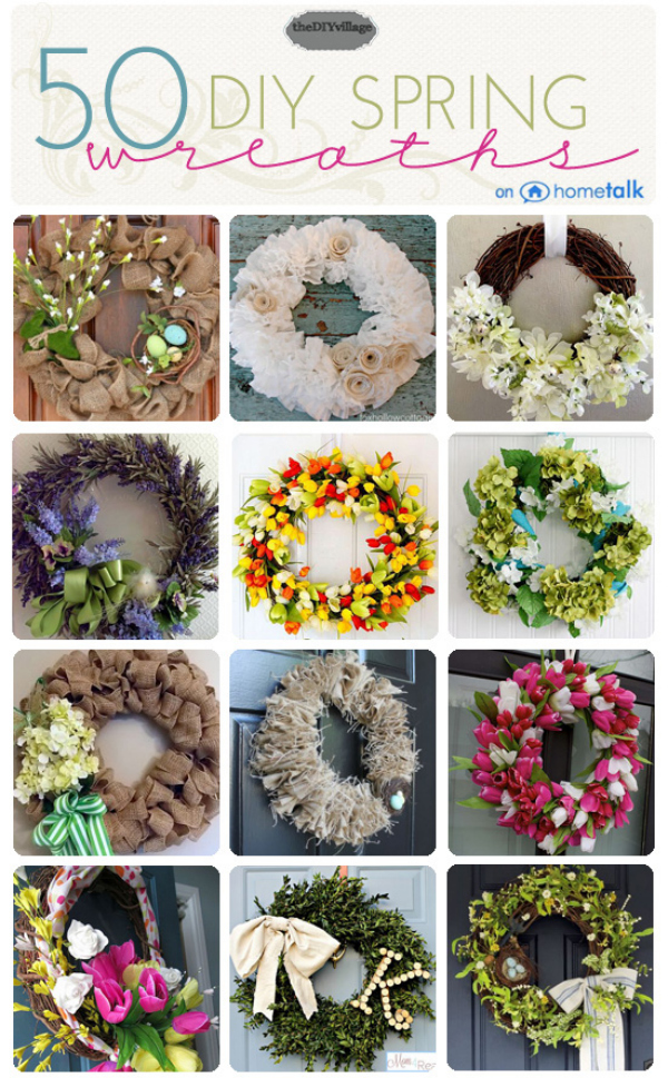 50 Spring Wreath Inspirations at theDIYvillage.com