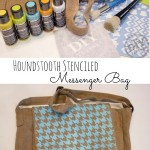 Houndstooth Stenciled Messenger Bag