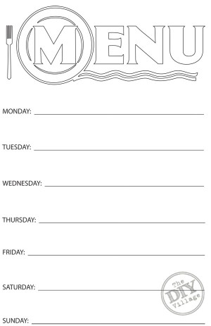 Free Printable Weekly Menu Planner - The DIY Village