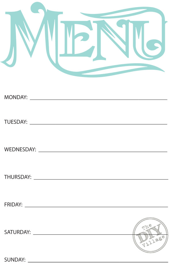 Weekly Menu Planner Template Word