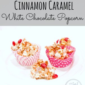 Cinnamon caramel popcorn with white chocolate drizzle ... yum!!!