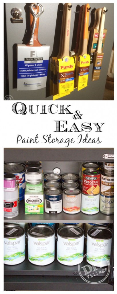 Quick and easy paint storage solutions ... great idea for storing paint brushes!