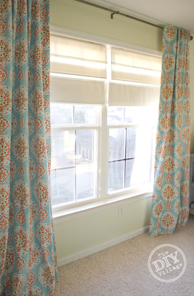 Hidden tab black out lined curtains, perfect for a nursery.