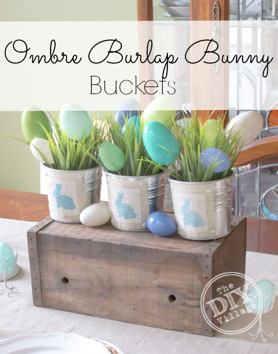 Ombre Easter bunny bucket centerpiece #spring #easter