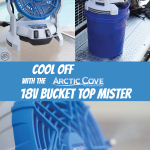 Awesome way to beat the summer heat! Portable 18volt bucket top misting fan by Arctic Cove