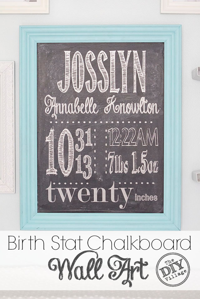 DIY birth stat chalkboard wall art