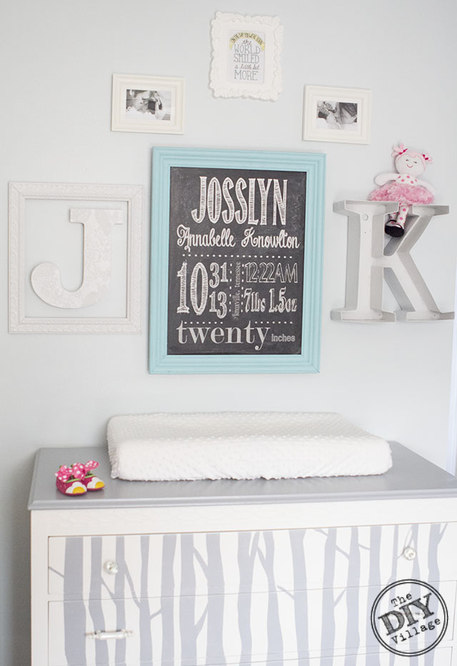 DIY birth stat chalkboard wall art