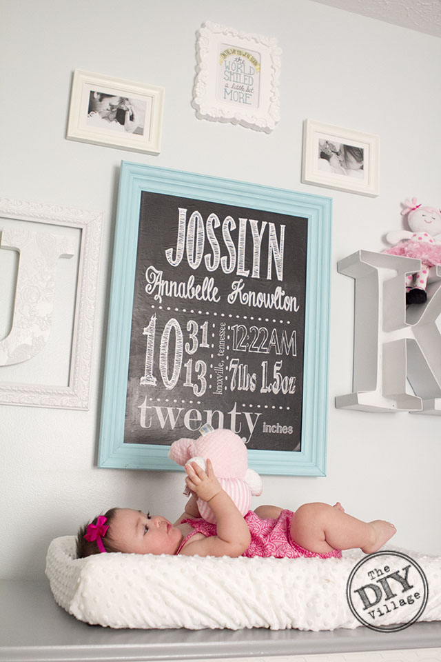 DIY birth stat chalkboard wall art