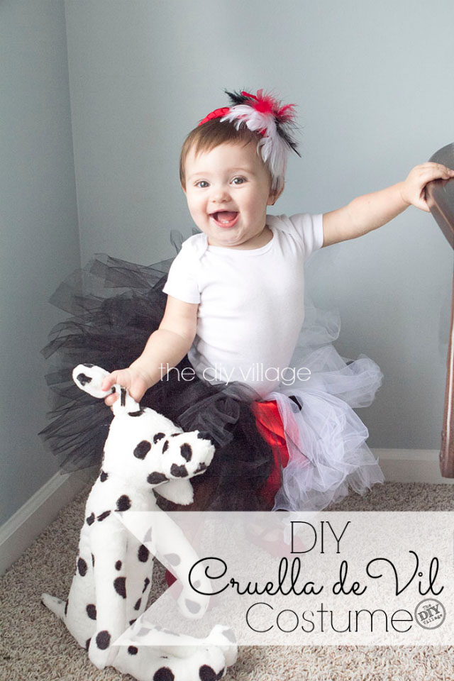 DIY Baby Cruella de Vil Halloween Costume idea for infant or toddler