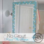 DIY no grout mosaic tile mirror. This is perfect for an apartment! #spon #seriouslystrong