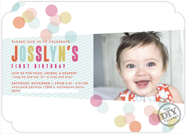 Josslyns first birthday invitation