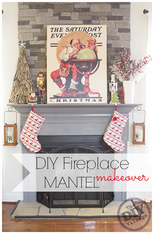 DIY stack stone fireplace makeover with Dover Gray Mantel