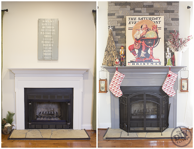 Fireplace Mantle Makeover Before and After