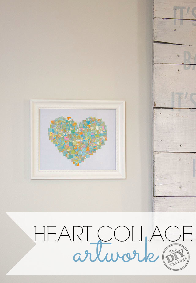 Easy custom heart collage artwork, a perfect way to get the kiddos involved in creating art for the home.