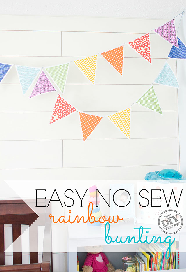 No sew rainbow bunting.  Easy project perfect for a nursery, kids room, or party!  