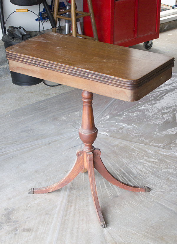 Duncan Phyfe game table makeover, perfect update for any table no longer in condition for refinishing. 