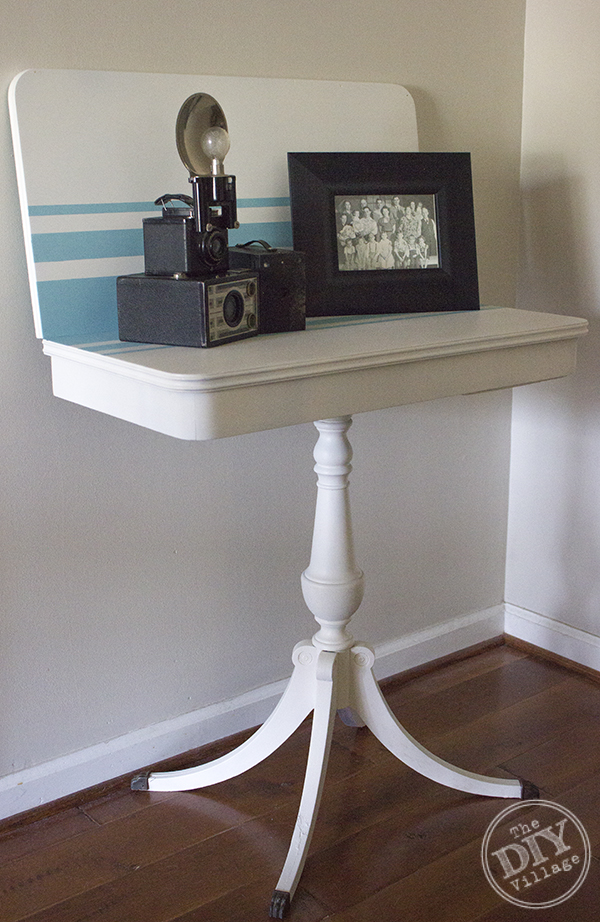 Duncan Phyfe game table makeover, perfect update for any table no longer in condition for refinishing.