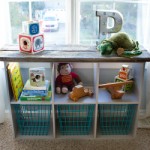 Laminate storage cube makeover with Reclaimed barnwood perfect for a rustic nursery or kids room!