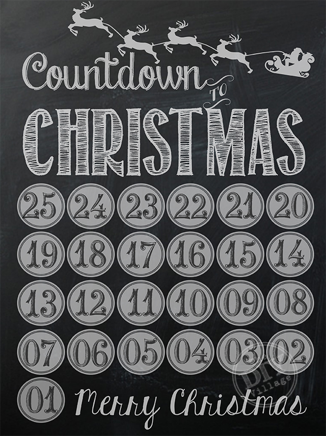 Chalkboard Christmas Countdown - with dozens of other free Holiday Printables
