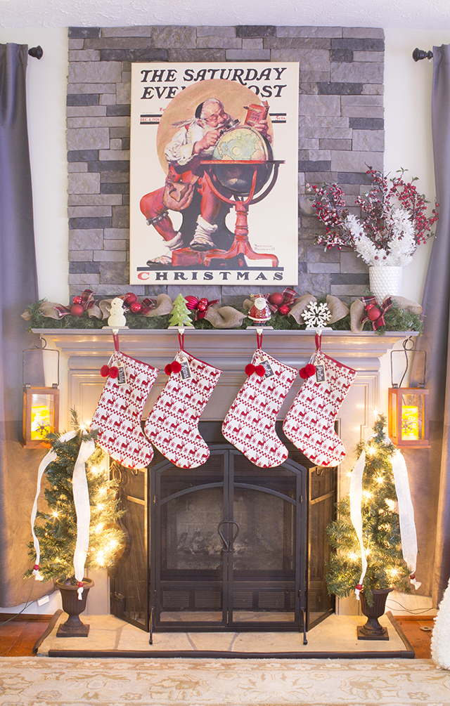 Easy inexpensive Rustic Nordic Christmas mantel