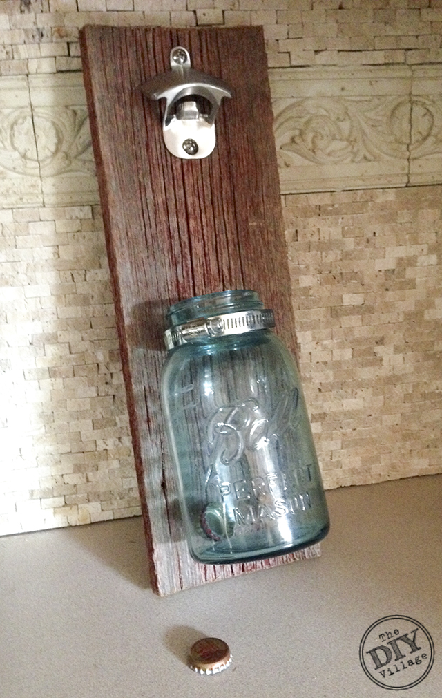 Easy rustic bottle opener project for your home using vintage mason jars and old barnwood! I love everything about this!