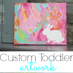 Easy custom toddler artwork worthy of any fireplace or wall gallery. A great way to inspire creativity in children of all ages even adults.