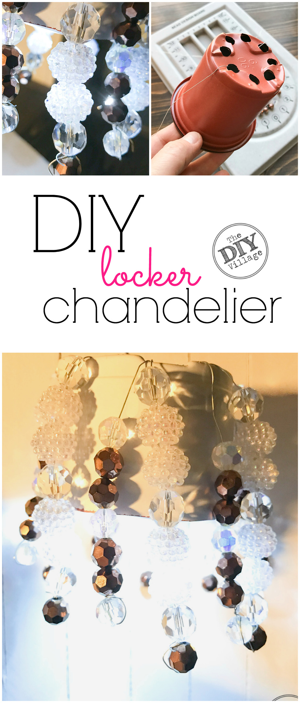 What's the fun in having a locker if you don't bling it out. Follow this fast and easy tutorial and learn how to make your own DIY locker chandelier.