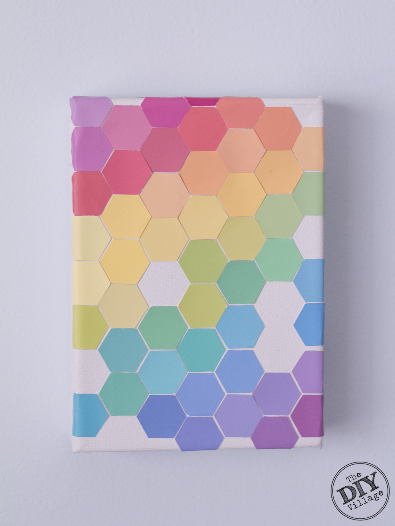 Rainbow honeycomb paint chip art