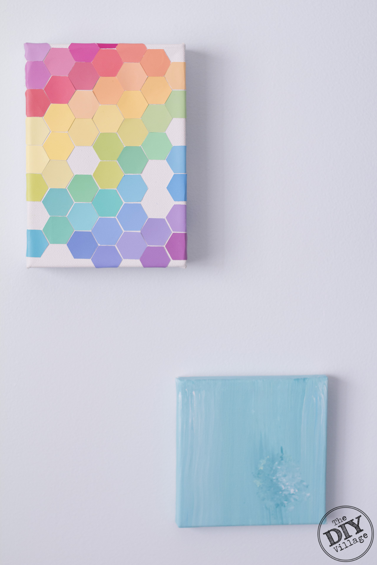 Rainbow honeycomb paint chip art