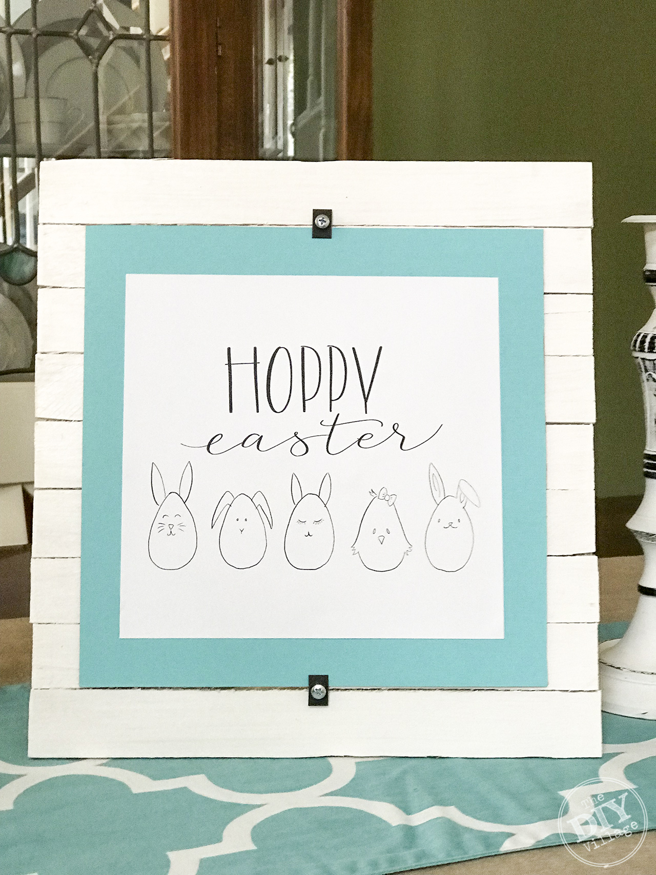 Wood shim picture frame with easter printable