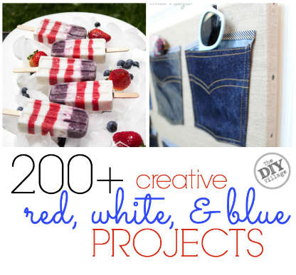 200+ creative red, white, and blue project ideas and decor. #patriotic #redwhiteblue #decor #fourthofjuly #bluedecor #whitedecor #reddecor #crafts