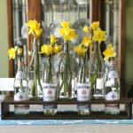 Easy DIY Bottle Vase Holder with nailhead trim