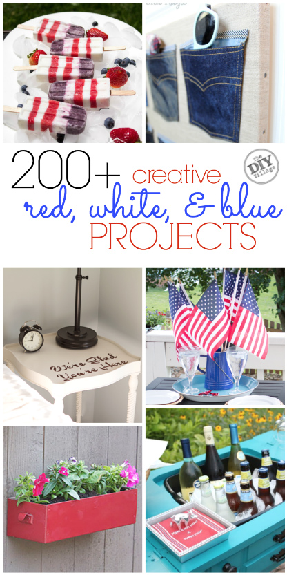 200+ creative red, white, and blue project ideas and decor. #patriotic #redwhiteblue #decor #fourthofjuly #bluedecor #whitedecor #reddecor #crafts