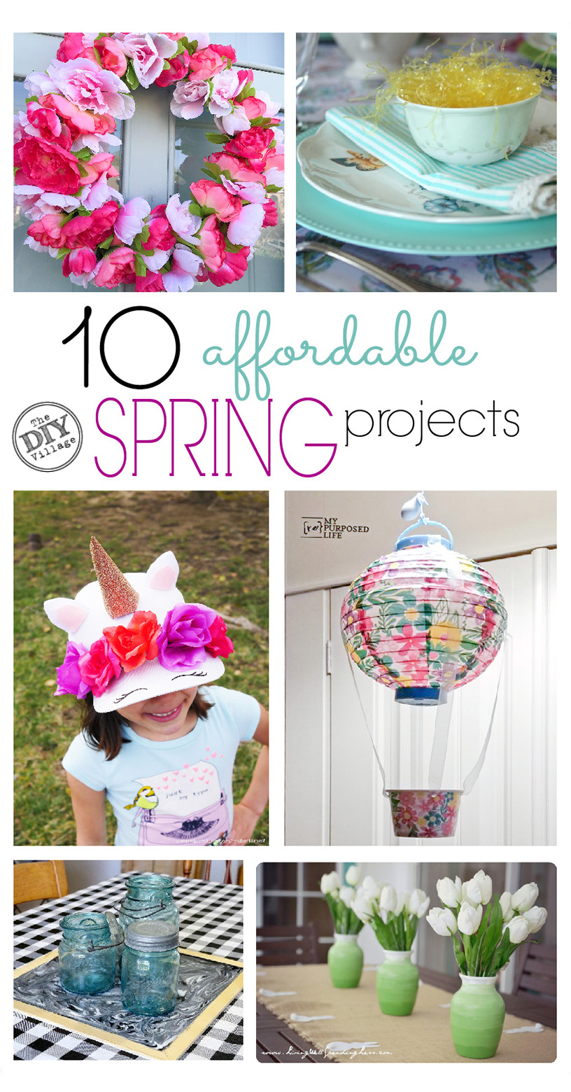  10 Affordable Spring Projects from the Dollar Store Crafts #unicorn #crafts #diy #dollarstore #inspiration #spring #hotairballoon #wreath #masonjars #tablescape #organization #storage