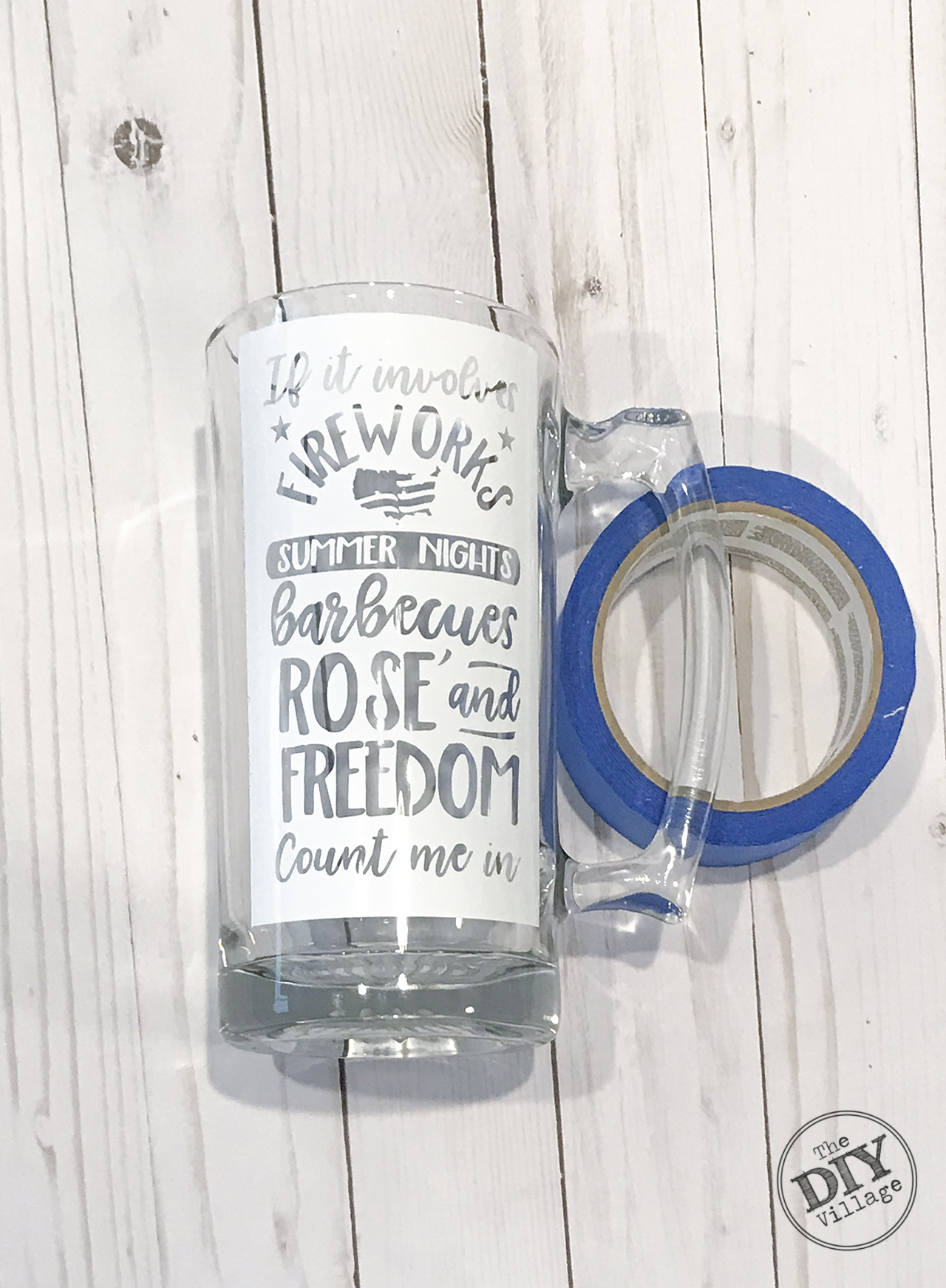 DIY Tutorial for Rose Patriotic etched mug. #patriotic #dollarstore #rose #etchedmug #glassetch #freedom