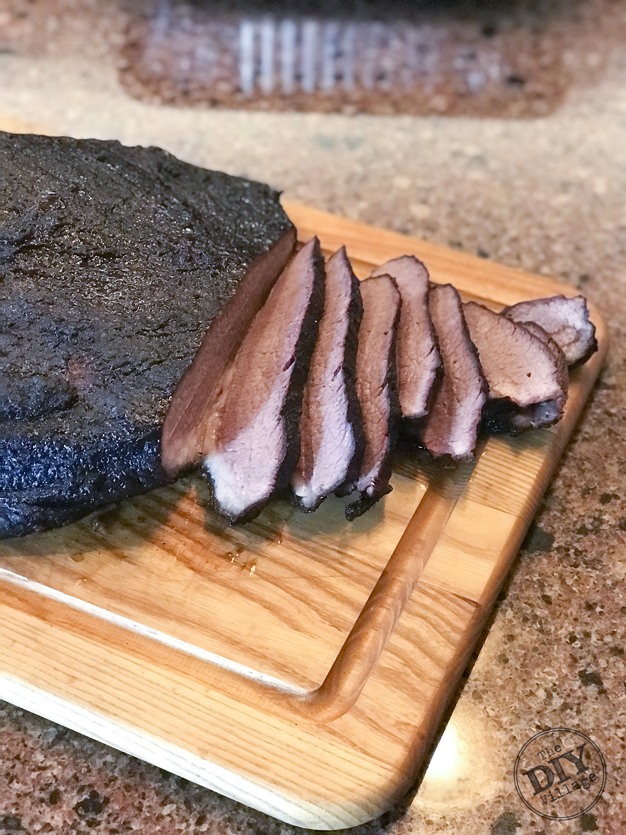 Big Green Egg Smoked brisket, perfect for summer cookouts. #cookout #biggreenegg #brisket #summer