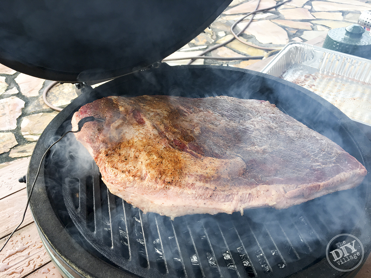 Big Green Egg Smoked brisket, perfect for summer cookouts. #cookout #biggreenegg #brisket #summer