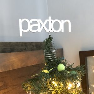 Custom name tree topper for small Christmas Trees.